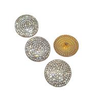 Rhinestone Buttons 26MM Luxury Rhinestone Metal Round Big Buttons of Clothing Fashion Decor Sewing Button for Women Coat Needlework(Gold)