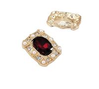 Rhinestone Buttons 4pcs 24 * 20mm Luxury Oval Rhinestone Buttons of Clothing Gold Large Pearl Beaded Vintage Shinning Decor Shank Button Sewing(Red)