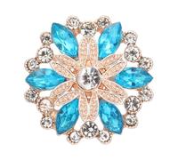 Rhinestone Buttons 4pcs Beauty Crystal Flowers Red Blue Rhinestone Metal 18mm Snap Buttons Fit 18mm Snap Jewelry(Water Blue)