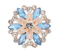Rhinestone Buttons 4pcs Beauty Crystal Flowers Red Blue Rhinestone Metal 18mm Snap Buttons Fit 18mm Snap Jewelry(Blue1)