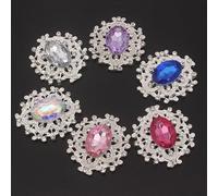 Rhinestone Buttons, Flatback Acrylic Strass Rhinestone Sew On Brooch Applique Craft Multicolor Multiple Sizes(Random Mixed Color,32x28mm Bigger)