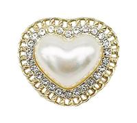 Rhinestone Buttons, Hollow Rhinestone Heart Pearl Buttons for Clothing Multicolor 23mm 5pcs(Gold)