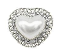 Rhinestone Buttons, Hollow Rhinestone Heart Pearl Buttons for Clothing Multicolor 23mm 5pcs(Silver)