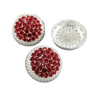 Rhinestone Buttons Luxury Red Rhinestone Metal Shank Buttons of Clothing Shinning Gold Round Fashion Decor Sewing Button for Garment(Red with Silver,23mm 6pcs)