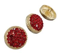Rhinestone Buttons Luxury Red Rhinestone Metal Shank Buttons of Clothing Shinning Gold Round Fashion Decor Sewing Button for Garment(Red,23mm 6pcs)