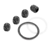 Rhinestone Car Valve Stem Caps Set with Rotating Thread Black | ABS and Zinc Alloy Build, Sparkling Trim, for Wheels and Tyre Stems, 4x4x0.5cm