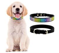 Rhinestone Cat Collar with Metal Buckle Adjustable Puppy Neckwear for Small Dogs Sparkling Tie Design in Three Sizes Pet Accessory for Girls (Black, XXS)