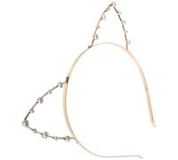 Rhinestone Cat Ears Headband Golden Metal Hair Accessory