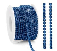 Rhinestone Chain 10 Yards Rhinestone Trim Blue Bling Diamond Rhinestones Strips 3mm Glitter Bling Crystal Rhinestones Close Chains Claw Cup Chains Trim for Sewing DIY Crafting Jewelry Clothes