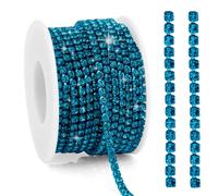 Rhinestone Chain 10 Yards Rhinestone Trim Peacock Blue Bling Diamond Rhinestones Strips 3mm Glitter Bling Crystal Rhinestones Close Chains Claw Cup Chains Trim for Sewing DIY Crafting Jewelry Clothes
