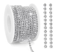 Rhinestone Chain 10 Yards Rhinestone Trim Silver Bling Diamond Rhinestones Strips 3mm Glitter Bling Crystal Rhinestones Close Chains Claw Cup Chains Trim for Sewing DIY Crafting Jewelry Clothes