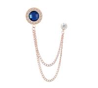 Rhinestone Chain Brooch Pins Round Crystal Tassel Chain Hanging Fashion Crystal Lapel Suit Pins for Women Men, L, Rhinestone Crystal, no gemstone