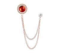 Rhinestone Chain Brooch Pins Round Crystal Tassel Chain Hanging Fashion Crystal Lapel Suit Pins for Women Men, L, Rhinestone Crystal, no gemstone