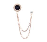 Rhinestone Chain Brooch Pins Round Crystal Tassel Chain Hanging Fashion Crystal Lapel Suit Pins for Women Men, L, Rhinestone Crystal, no gemstone
