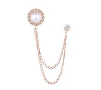 Rhinestone Chain Brooch Pins Round Crystal Tassel Chain Hanging Fashion Crystal Lapel Suit Pins for Women Men, L, Rhinestone Crystal, no gemstone