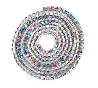Rhinestone Chain Trim Sparkling AAA Quality Artificial Crystal DIY Jewelry Accessory for Wedding Clothing Decoration AB Colorful 3mm 4mm 1 Yard (3mm)