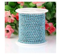 Rhinestone Chains 1 Yard/Piece 30Colors Glass Crystal Rhinestone Chain Silver Bottom Sew On Cup Chains for DIY Garment Bags Decorations(Turquoise Blue,2.5mm)
