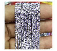 Rhinestone Chains 1 Yard/Piece 30Colors Glass Crystal Rhinestone Chain Silver Bottom Sew On Cup Chains for DIY Garment Bags Decorations(Crystal Violet,2.8mm)