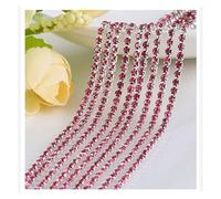 Rhinestone Chains 1 Yard/Piece 30Colors Glass Crystal Rhinestone Chain Silver Bottom Sew On Cup Chains for DIY Garment Bags Decorations(Rose red,2.8mm)