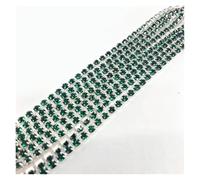 Rhinestone Chains 1 Yard/Piece 30Colors Glass Crystal Rhinestone Chain Silver Bottom Sew On Cup Chains for DIY Garment Bags Decorations(Dark Green,3mm)