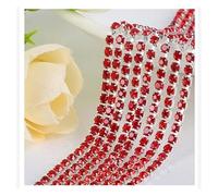 Rhinestone Chains 1 Yard/Piece 30Colors Glass Crystal Rhinestone Chain Silver Bottom Sew On Cup Chains for DIY Garment Bags Decorations(Red,2.8mm)