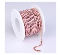 Rhinestone Chains 2mm 1 Yard Pink/Green/Blue Opal Glass Rhinestone Cup Chain Glitter Crystal Rhinestone Trim for DIY Wedding Dress Decoration(Rose Gold Pink Opal,SS6(2mm)-10yards)