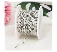 Rhinestone Chains 2mm 1 Yard Pink/Green/Blue Opal Glass Rhinestone Cup Chain Glitter Crystal Rhinestone Trim for DIY Wedding Dress Decoration(Sliver Sliver,SS6(2mm)-1yard)