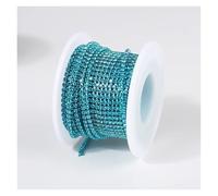 Rhinestone Chains 2mm 1 Yard Pink/Green/Blue Opal Glass Rhinestone Cup Chain Glitter Crystal Rhinestone Trim for DIY Wedding Dress Decoration(Aquamarine,SS6(2mm)-1yard)