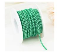 Rhinestone Chains 2mm 1 Yard Pink/Green/Blue Opal Glass Rhinestone Cup Chain Glitter Crystal Rhinestone Trim for DIY Wedding Dress Decoration(Green Opal,SS6(2mm)-5yards)