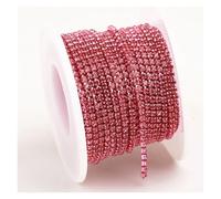 Rhinestone Chains 2mm 1 Yard Pink/Green/Blue Opal Glass Rhinestone Cup Chain Glitter Crystal Rhinestone Trim for DIY Wedding Dress Decoration(Rose,SS6(2mm)-1yard)