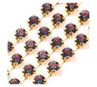 Rhinestone Chains Glitter Glass Rhinestones Crystal Drill Chain Strass Golden Base Sparse Claw Rhinestones Cup Chain for DIY(Volcano,SS12-1Yard)