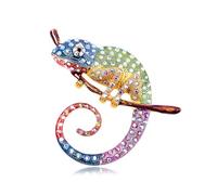 Rhinestone Chameleon Brooch Pin for Women Fashion Exquisite Blue Green Purple Colorful Crystal Animal Lizard Brooches Lapel Pins Dress Accessories Mardi Gras Carnival Holiday Jewelry Unisex Gift, L