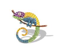 Rhinestone Chameleon Brooch Pin for Women Fashion Exquisite Blue Green Purple Colorful Crystal Animal Lizard Brooches Lapel Pins Dress Accessories Mardi Gras Carnival Holiday Jewelry Unisex Gift, L