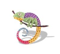 Rhinestone Chameleon Brooch Pin for Women Fashion Exquisite Blue Green Purple Colorful Crystal Animal Lizard Brooches Lapel Pins Dress Accessories Mardi Gras Carnival Holiday Jewelry Unisex Gift, L