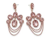 Rhinestone Chandelier Drop Earring, Blue Crystal Statement Dangles, Elegant Glam Style for Weddings, Parties & Evening Events (Pink)