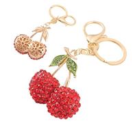 Rhinestone Cherry Key Fob, Sparkling Crystal Cherry Key Ring, Creative Alloy Cherry Key Fob Pendant for Purse Au Car Accessories, multicoloured, Red