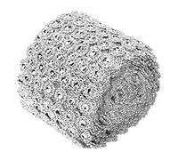 Rhinestone Chian, 5 Yard Rhinestone Mesh Wrap, 6 Rows Diamond Ribbon Roll, Silver Plastic Crystal Ribbon Decoration Arts Rhinestones for Crafts DIY Bracelet Necklace Jewelry Making