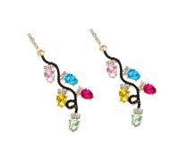 Rhinestone Christmas Bulb Statement Dangle Earrings for Women Fashion Colorful Teardrop Crystal Leaf Branch Xmas Light Bulbs Shaped Lightweight Charms Drop Holiday Festival Costume Jewelry, M, Metal