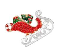Rhinestone Christmas in Alloy Sled Brooch for Party Dress | Retro Classic Festive Decor, Lightweight Lapel Accessory, Christmas , Cute Wearable Pin