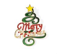 Rhinestone Christmas Tree Brooch for Women Xmas Crystal Sparkling Lapel Pins Enamel Classic Retro Clothing Accessories Holiday Party Wedding Birthday Jewelry Gift, M, Metal Rhinestone, no gemstone