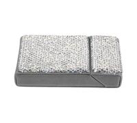 Rhinestone Cigarette Case for Women Silver Flip Top Portable Box | Flocked Faux Leather Exterior, Ceramic Inlay Detail, Flat Profile, for Commutes and Social Settings