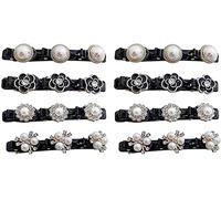 Rhinestone Clover Hair Clips For Braids,Four-Leaf Clover Hairpin Duckbill Clip,Satin Fabric Braided Hair Bands,No-Slip Double Layer Rhinestones Hairband Clip, Hair Claw Clips For Women (8-pack | Pearl