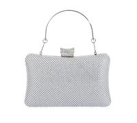 Rhinestone Clutch - Silver Glitter Party Purse, Hard Glitter Rhinestone Evening Clutch, Wedding Clutch Bag with Chain Strap and Handle | Date of Wedding, Prom, Banquet and Engagement Ceremony, silver