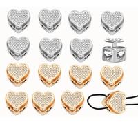 Rhinestone Cord Locks Toggle Stoppers Fastener Draw Lanyard String Clip Heart Spring Stop Cord Fastener Rope Cord Locks Clip Slider Toggles Clip for Drawstrings Bags Shoelaces Clothing 20pcs