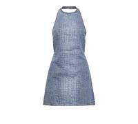 Rhinestone Croc Effect Denim Mini Dress, female, Self Portrait, Short Dresses, Blue, S, Dresses S