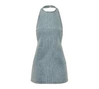 Rhinestone Croc Effect Denim Mini Dress S