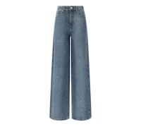 Rhinestone Croc Effect Wide Leg Jeans, female, Self Portrait, Wide Jeans, Blue, W26, Jeans W26