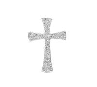 Rhinestone Cross Brooch Pin for Women - Sparkling Crystal Christian Star Lapel Pin - Lightweight Religious Jewelry Gift for Girls and Women(Silver)