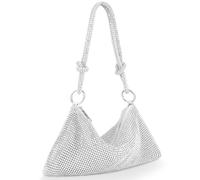 Rhinestone Crossbody Bag, Women Silver Clutch Bag, Chic Sparkly Evening Handbag, One Size Cocktail Wedding Engagement Purse For Party Bridal Night Bag