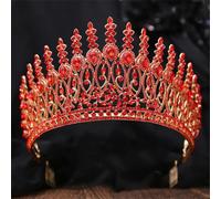 Rhinestone Crown Big Diadem Combstiara Crowns For Women Bridal Wedding Party Crown Hair Dress Jewelry Accessories Red